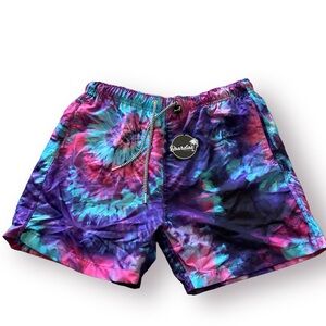 Boardies Purple Haze Tie Dye 5’inseam drawstring elastic waist SwimTrunks